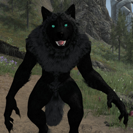 Skyrim Mods - Elegant Werewolf Replacer - Black Fur Green Eyes 1K