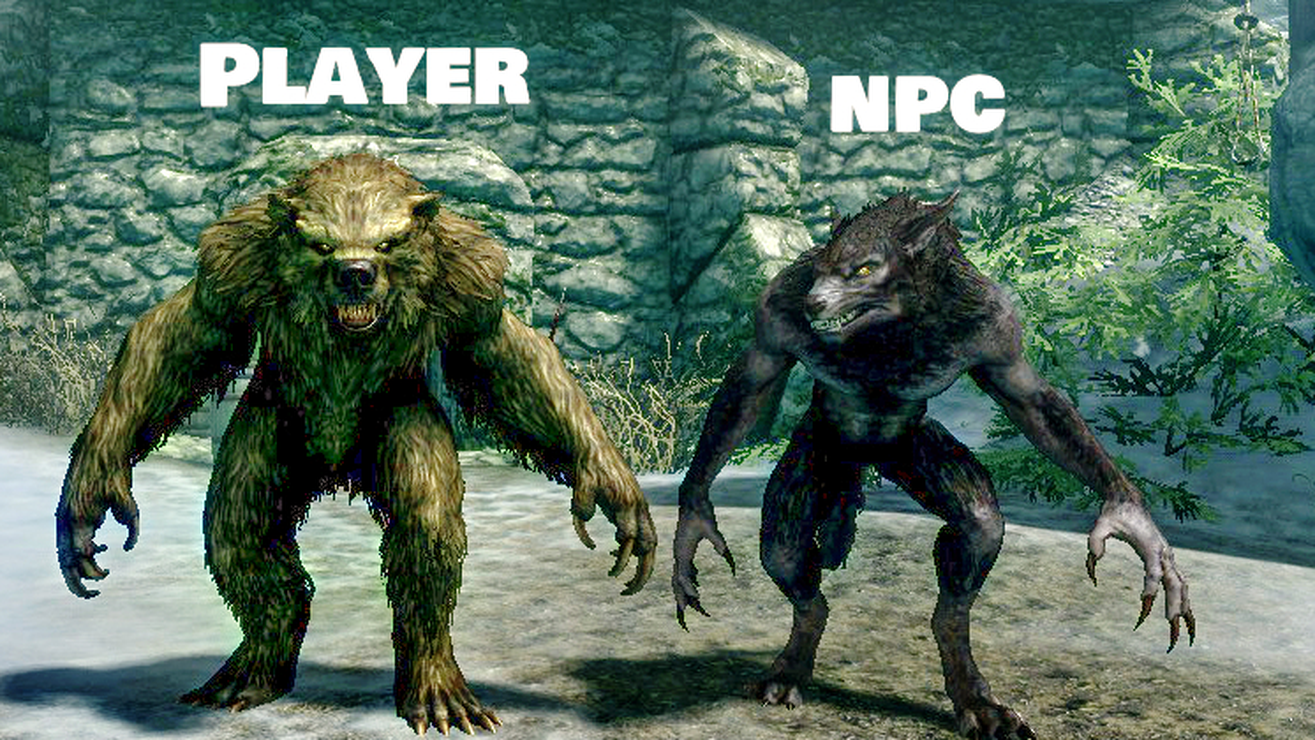 Skyrim Mods - Player Werebear NPC Werewolf